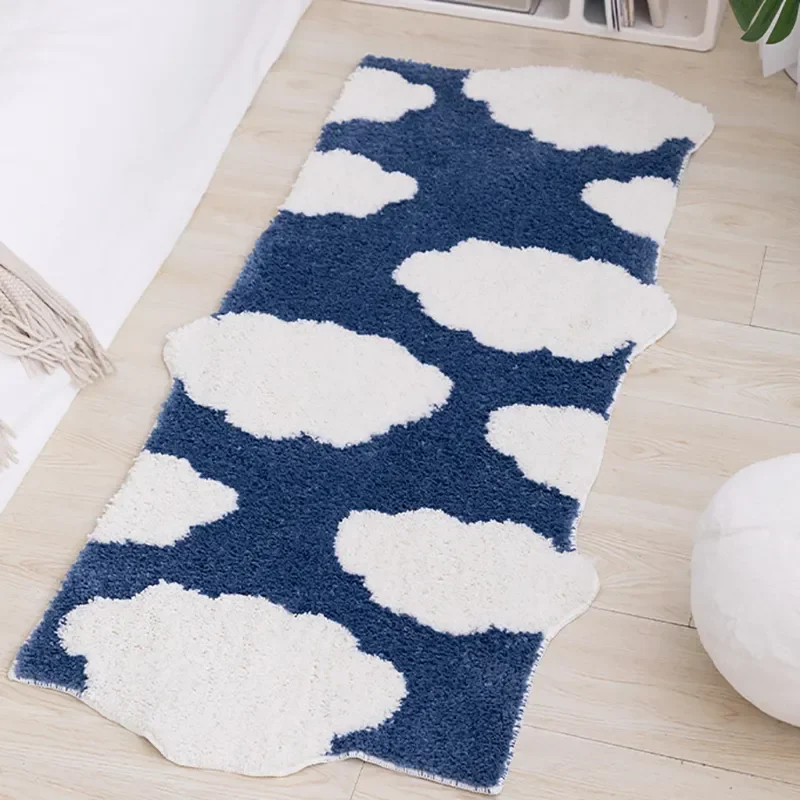 

NEW Tufting Long Bedside Rug Soft Plushy Clouds Mat Carpet Bathroom Floor Pad Bedroom Doormat Aesthetic Home Room Winter Warm De