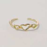 love geometric opening adjustable gold ring female new fashion temperament simple copper material student peach heart ring