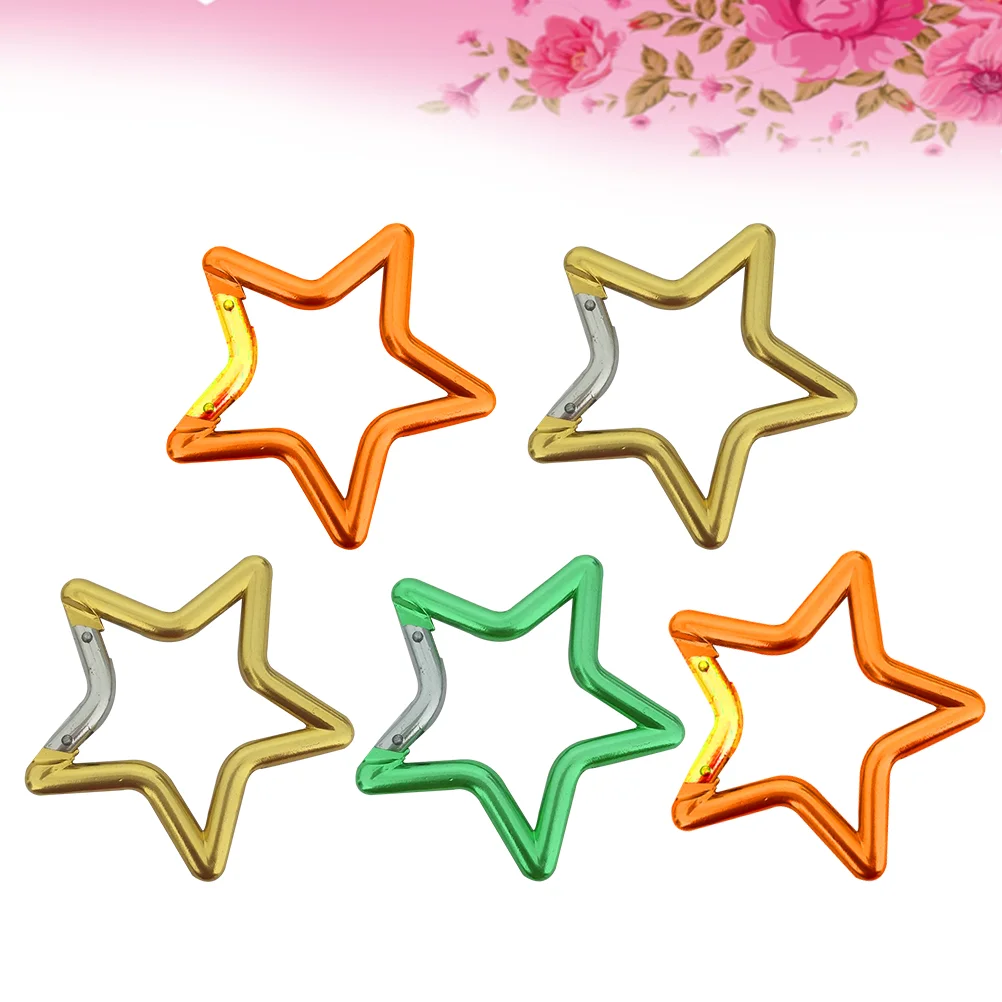 

5pcs 6.6cm Climbing Button Carabiner Five-pointed Star Shape Heteromorphism Mountaineering Hook for Men Women (Random Color)