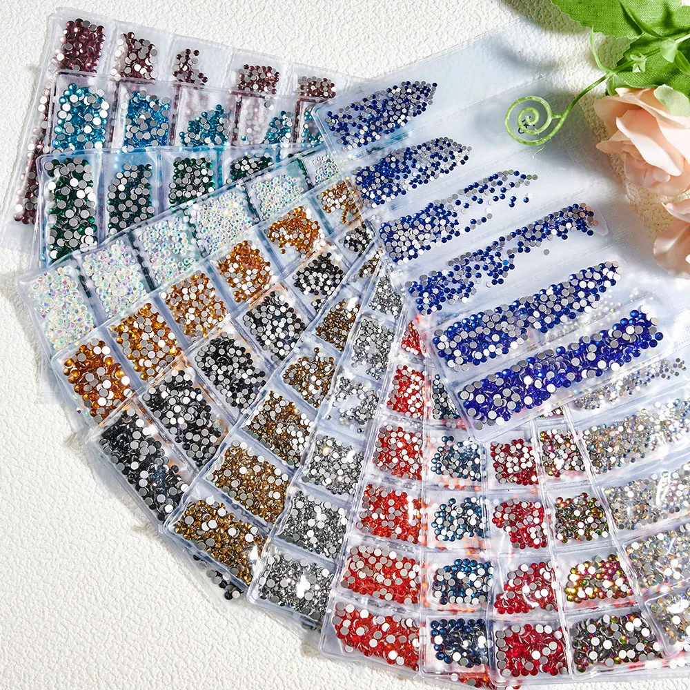 

1Bag Mixed Size Rhinestones For Nails Art Decorations 20 Colors Crystals Strass Glass Mix 3D Diamond Gem Beauty Manicure Tools