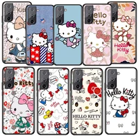 anime hellokitty girls for samsung galaxy s22 s21 s20 ultra plus pro s10 s9 s8 s7 s6 soft silicone black phone case coque fundas