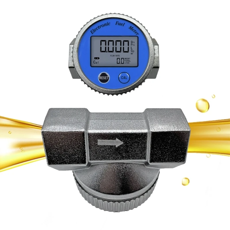 

50JC High Accuracy Fuel Meter Digital Display Turbines Fuel Flow Meter Waterproof Turbines Flow Meter Simple Installs Durable