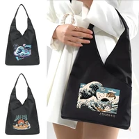 2022 women shoulder bags underarm bag travel organizer ladies large capacity casual shopping pouch wave print buttons handbags