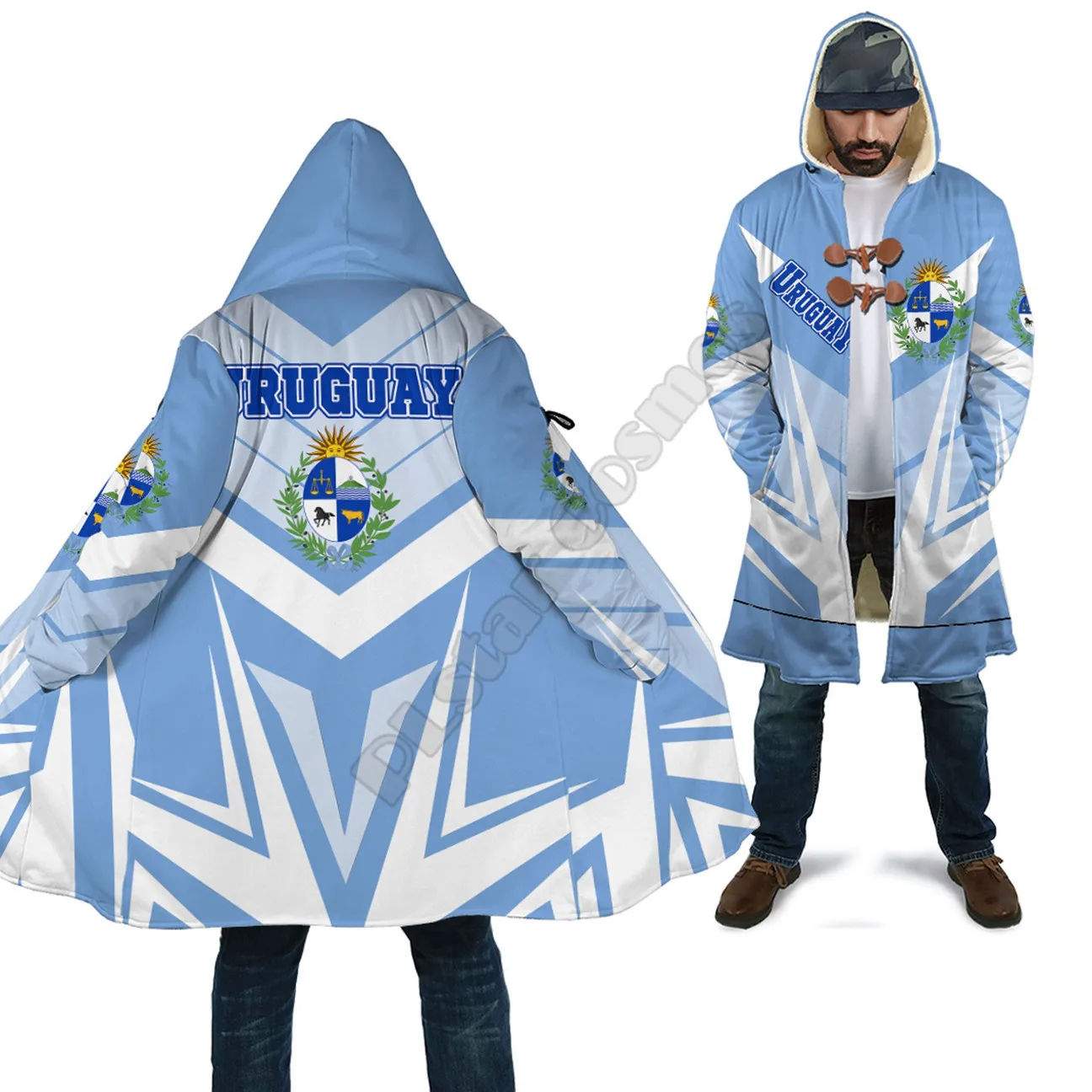 Uruguay Sport/Uganda Action 3D Printed Fashion Winter Men/Women Hooded Cloaks Fleece Wind Breaker Unisex Casual Warm Overcoat