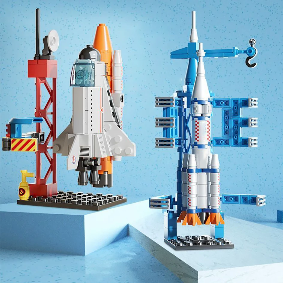 

City Space Rocket Building Blocks Diy Craft Launch Center Base Puzzle Model Assembling Bricks Children's Toy Small Set Boys Gift
