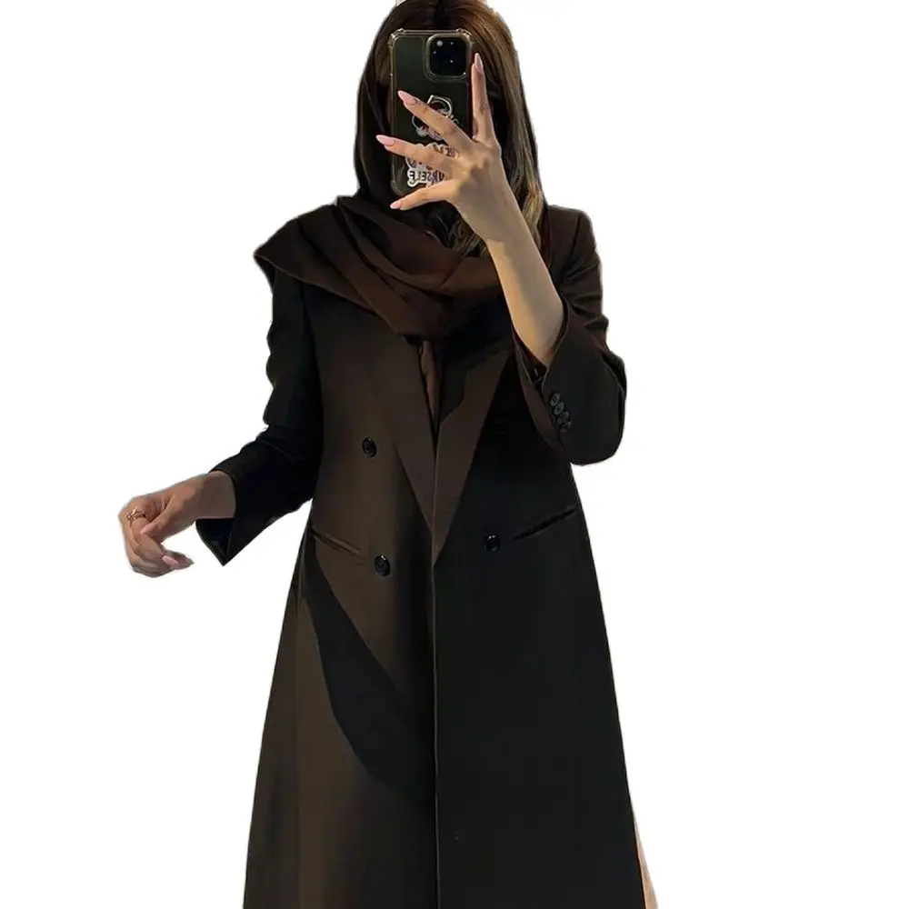 Высокое качество однотонный роскошный женский пиджак двубортный пиковый лацкан