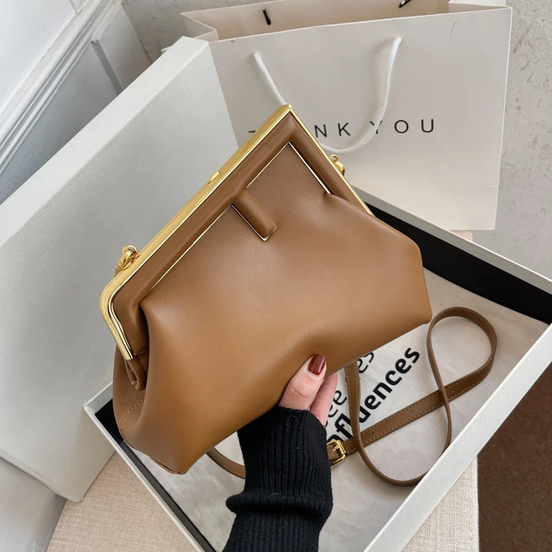 

Fashion Women's Leather Metal Shoulder Bag Decoration Crossbody Bags Female Handbag Dinner Party Clutch Bag Purse