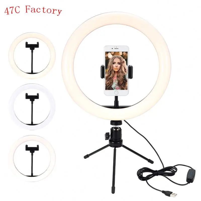 

Photo LED Selfie Stick Ring Fill Light 10inch Dimmable Camera Phone Ring Lamp With Stand Tripod For Makeup Video Live Studio