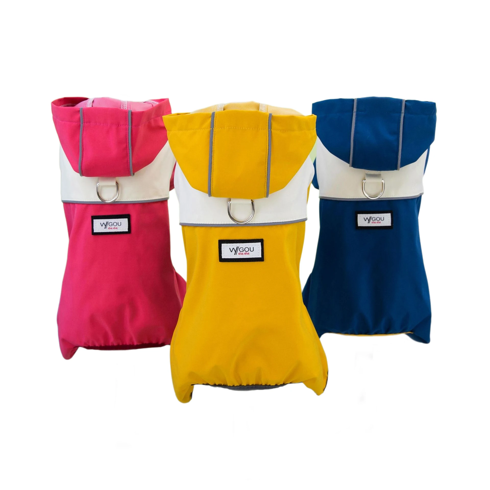 Jumpsuit 4 Leg Waterproof Dog Clothes For Small Medium Dogs Reflective Hooded Rain Coat With D Ring