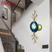 hongcui modern luxury wall lamp brass agate sconce led decorative fancy lights for room corridor