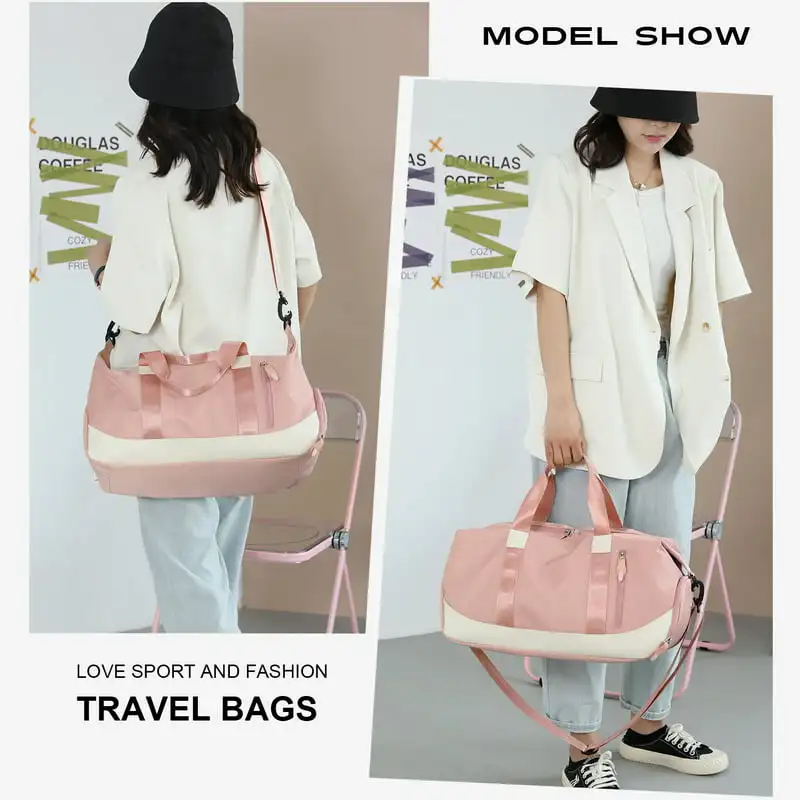 Premium Quality, Durable & Versatile Pink Travel Duffel Bag with Wet Pocket & Shoes Compartment - Perfect Overnight Bag For Men