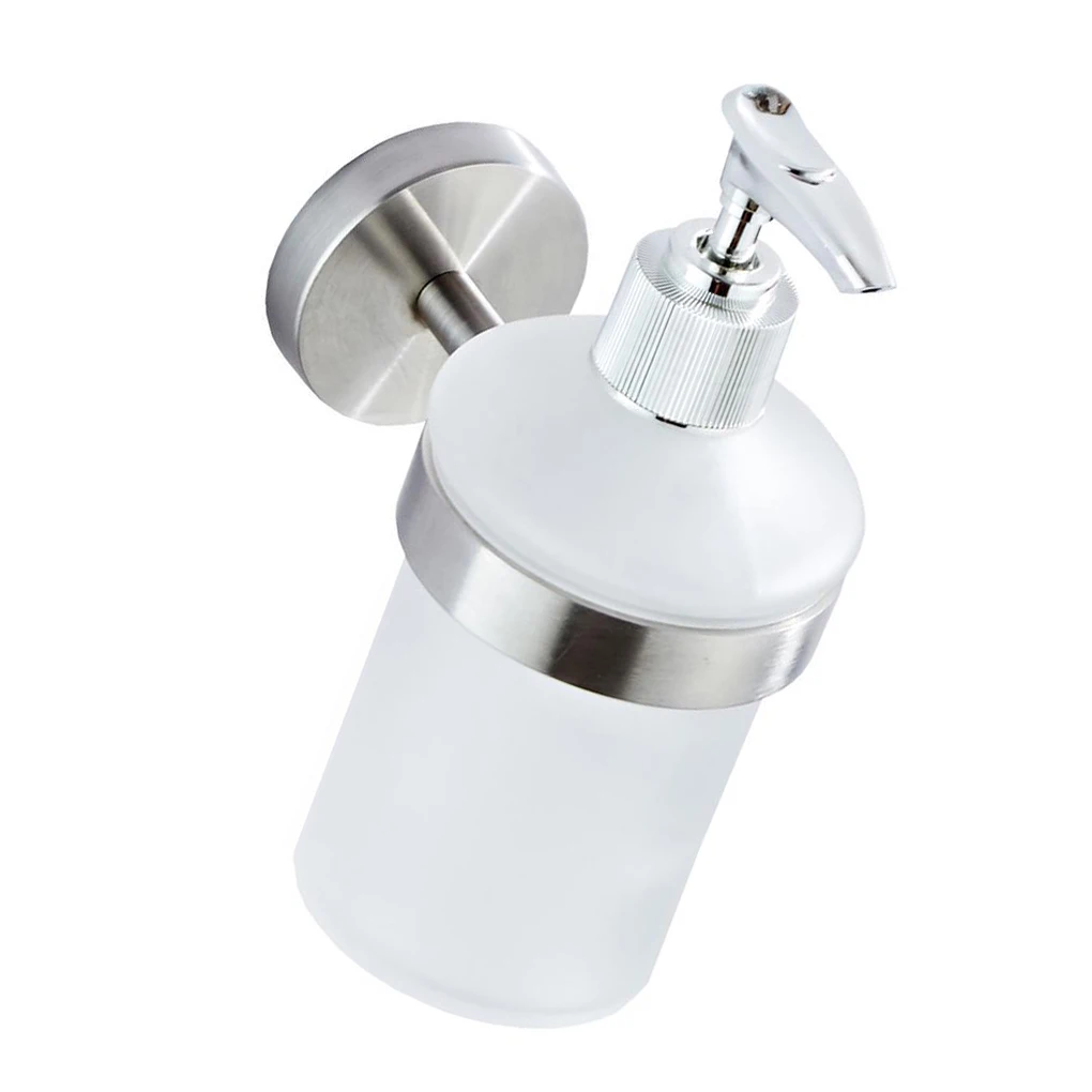 

Stainless Steel Soap Dispenser Wall-Mounted Shampoo Storage Manual Press Pump Diffuser Container Bathroom Steel head