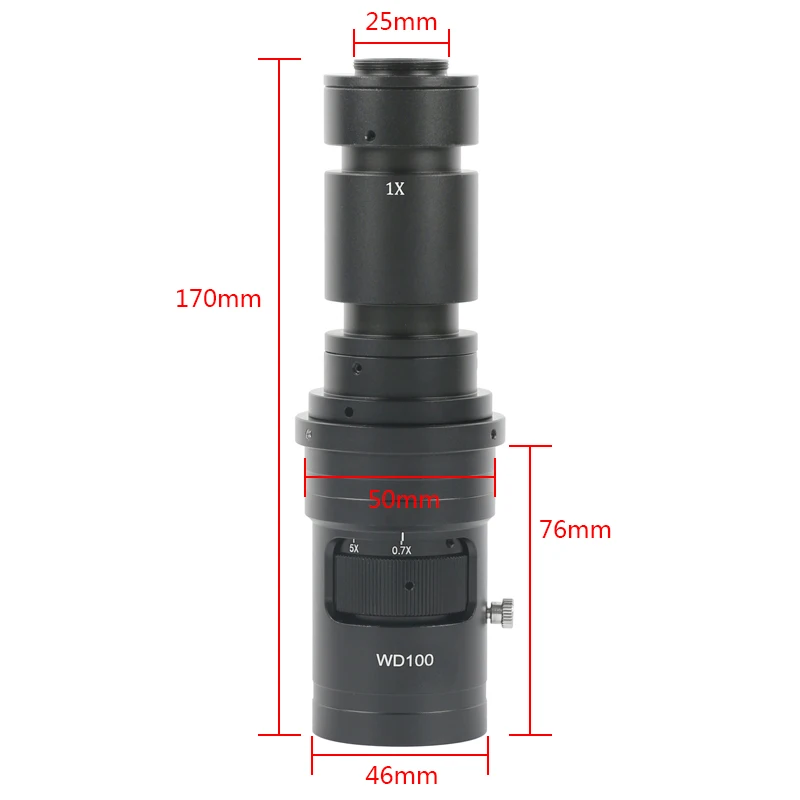 

200X 500X 0,7X-5X регулируемый видеомикроскоп с непрерывным зумом, монокулярный оптический объектив с креплением CS C для камеры 4K Type-c HDMI VGA