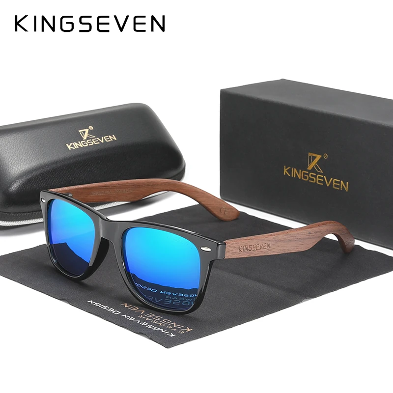 Мужские поляризационные солнцезащитные очки KINGSEVEN черные защита UV400