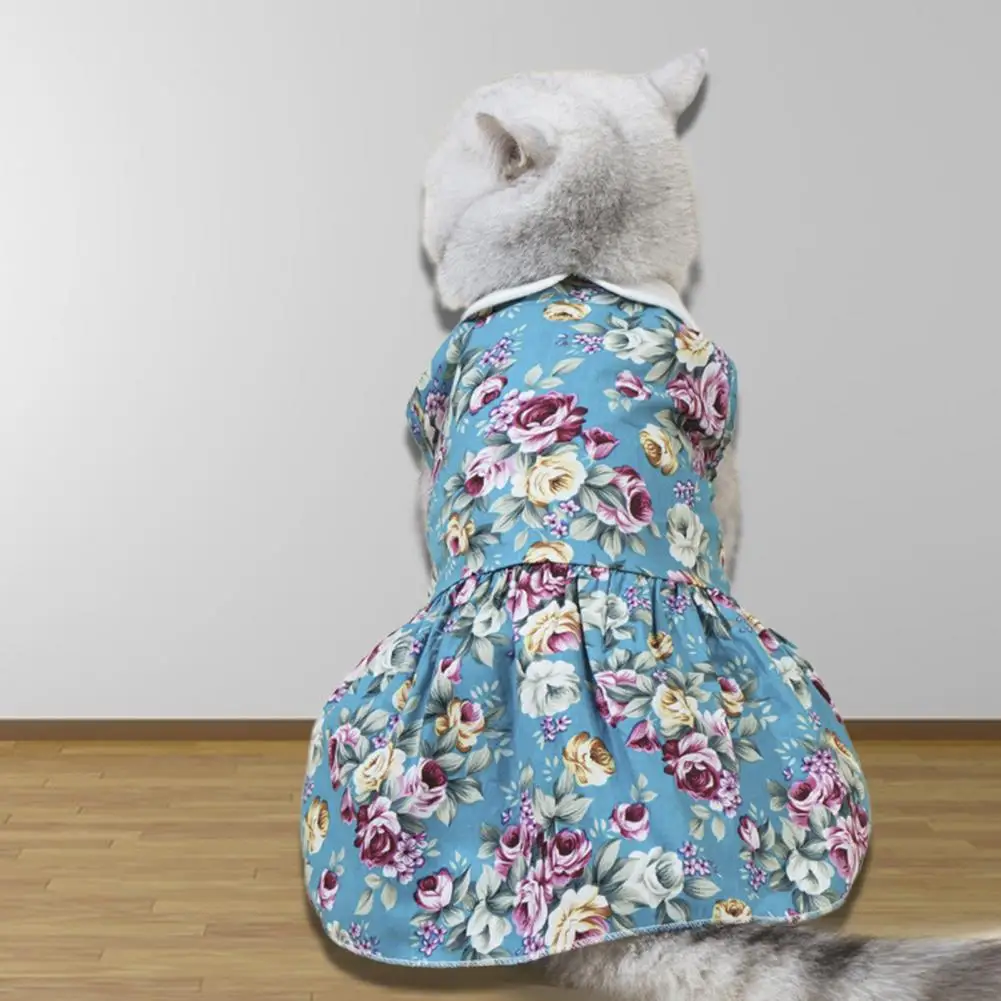 

Cotton Good Elegant Kitty Puppy Floral Print Princess Dress Lightweight Cat Dress Comfortable Pet Supplies