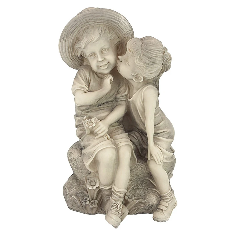 

Мальчик и девочка, поцелуи, воспоминания, садовая статуя, украшение, украшение, художественное оформление для дома, садовый декор