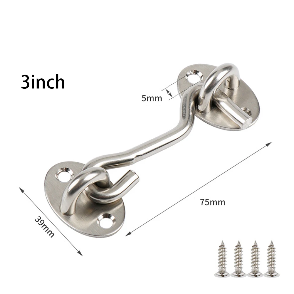 

Door Bolt Stainless Steel Window Sliding Door Latch Cabin Hook And Eye Latch Lock Shed Gate Door Catch Silent Holder