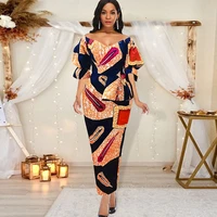 african dress for women summer v neck sexy print vestidos dashiki clothes fashion casual female long pencil dresses
