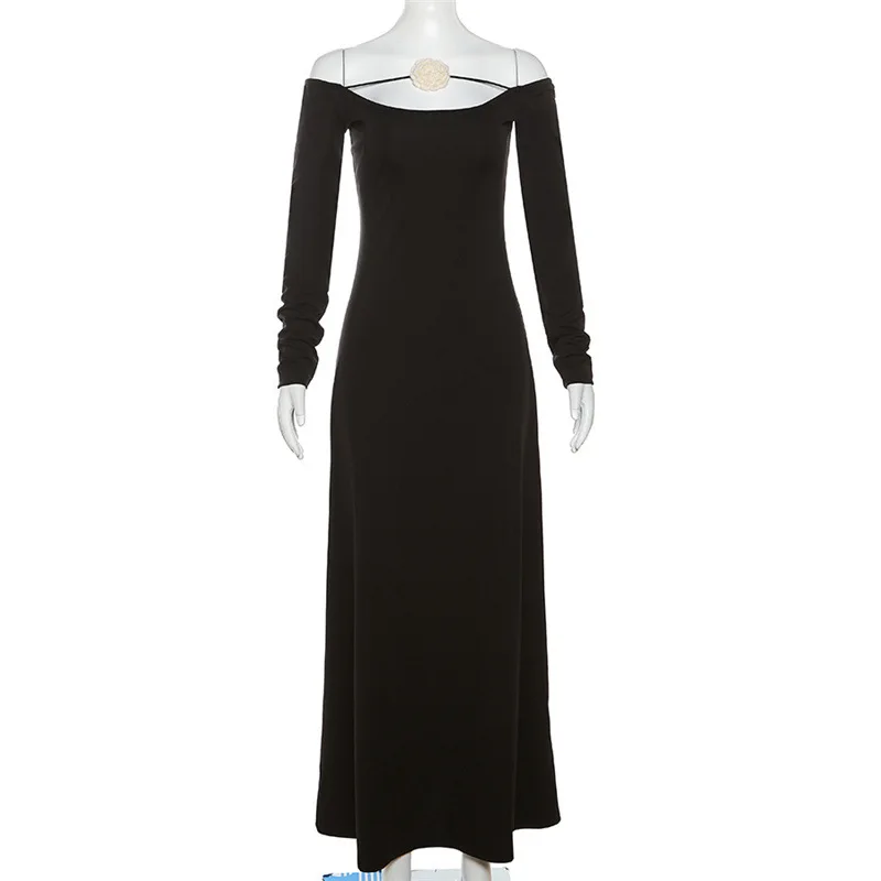 BoozRey женское платье с высокой талией открытыми плечами и длинным рукавом