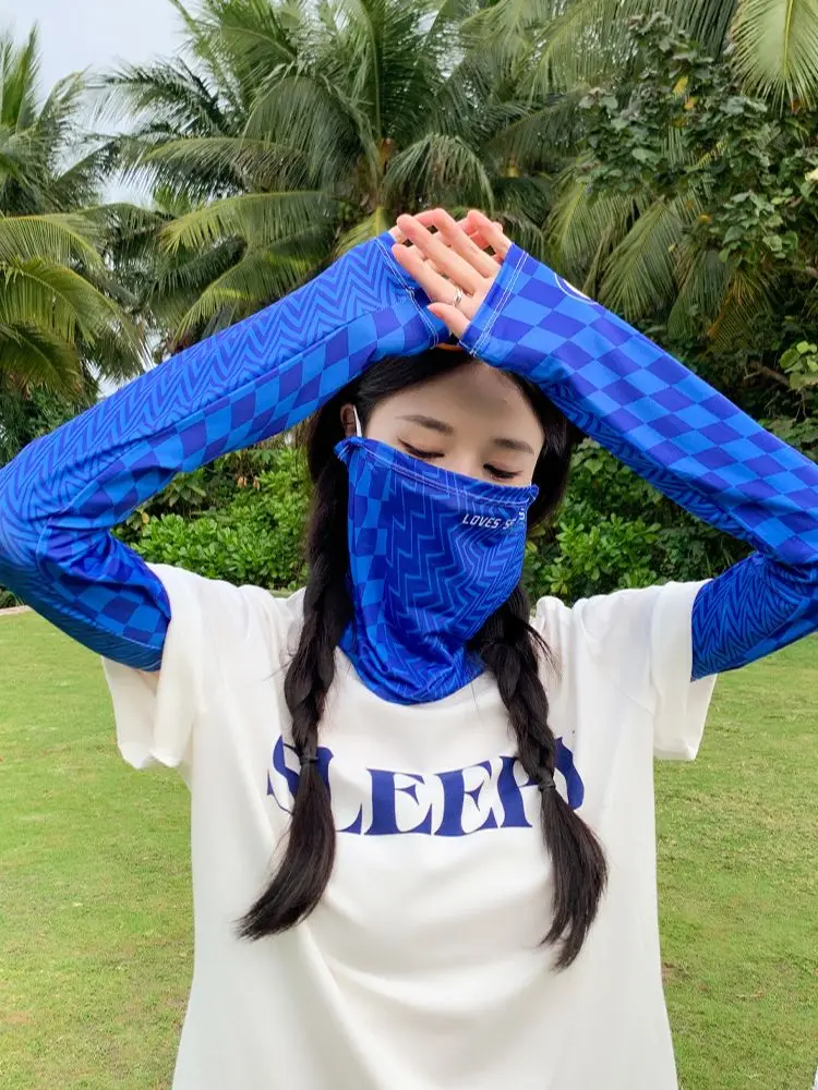 

Sunscreen Mask Ice Silk Sleeves Summer Women's Ultraviolet Driving Thin Section Icy Sleeves Riding Veil Cover Face Mask