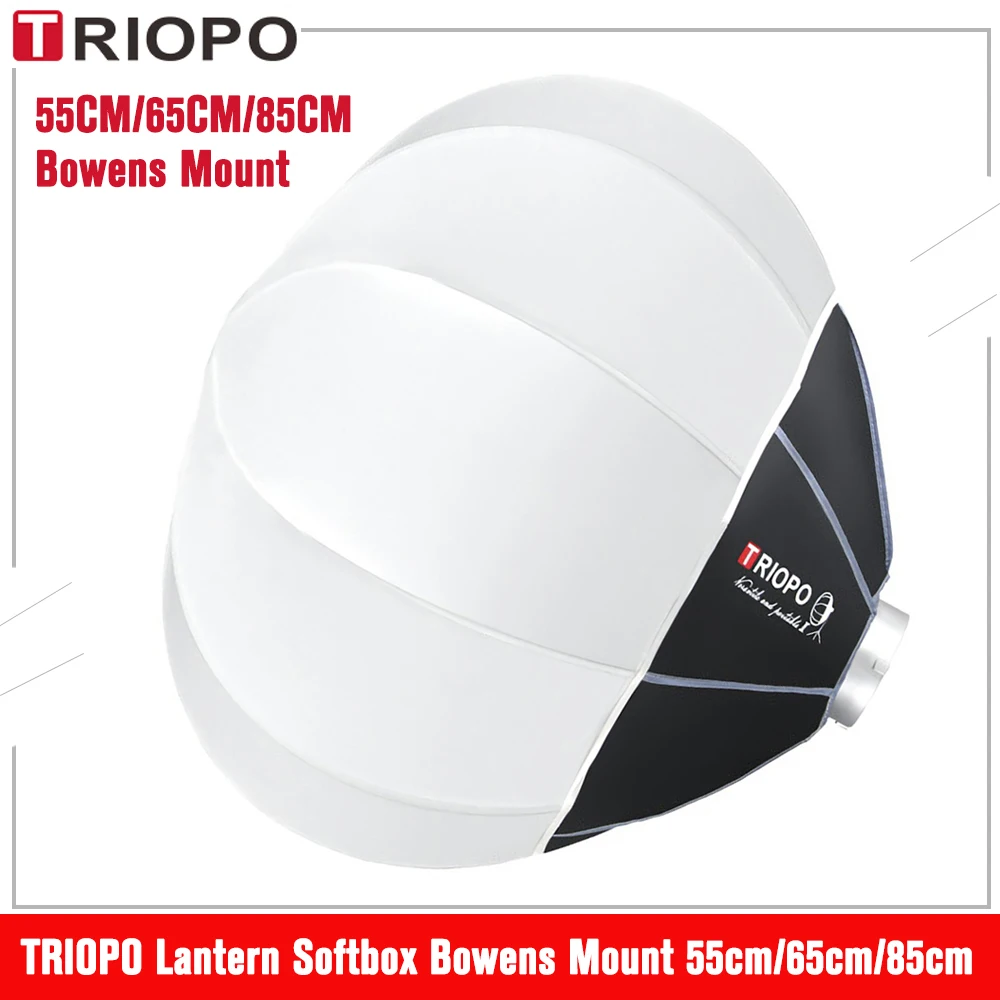 

TRIOPO Lantern Softbox 55/65/85cm Quick Release Round Shape Softbox for Sokani X100 COLBOR Godox Aputure Bowens Mount Studio Lig