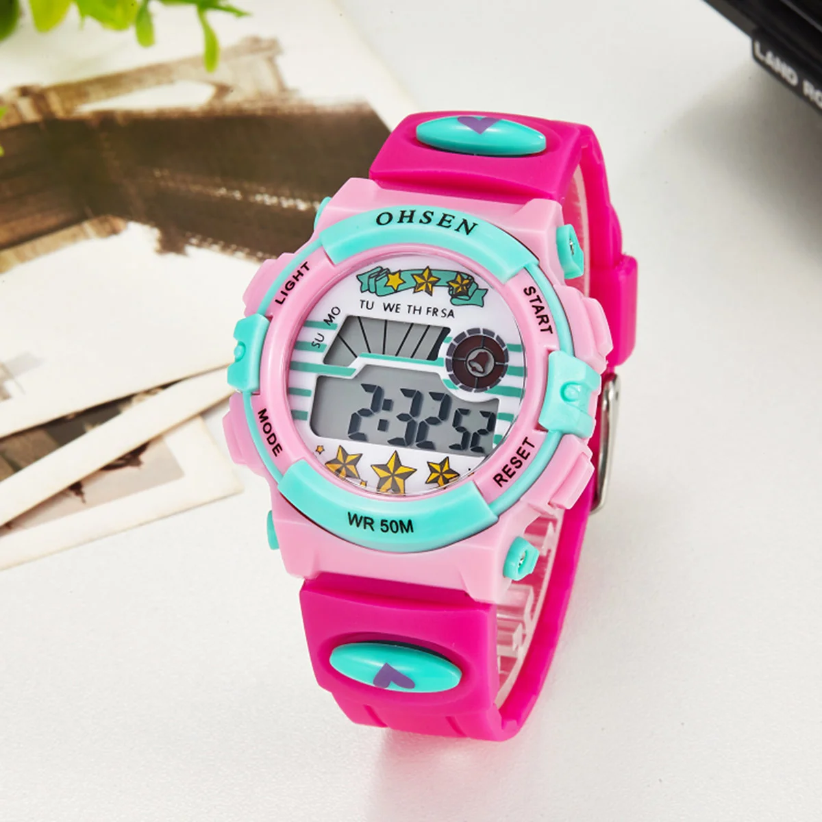 Ohsen Многофункциональные водонепроницаемые кварцевые спортивные детские часы