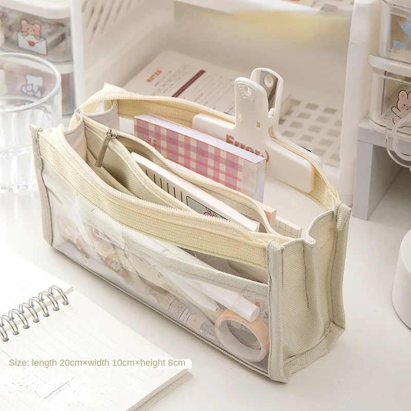 

Six Layer Large Capacity Pencil Case Stationery Supplies High Appearance Transparent PVC Storage Bag Organizer