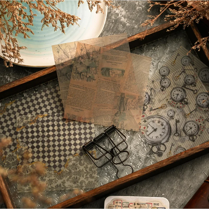 12 листов наклейки в стиле страны чудес винтажные маленькие прозрачные материал