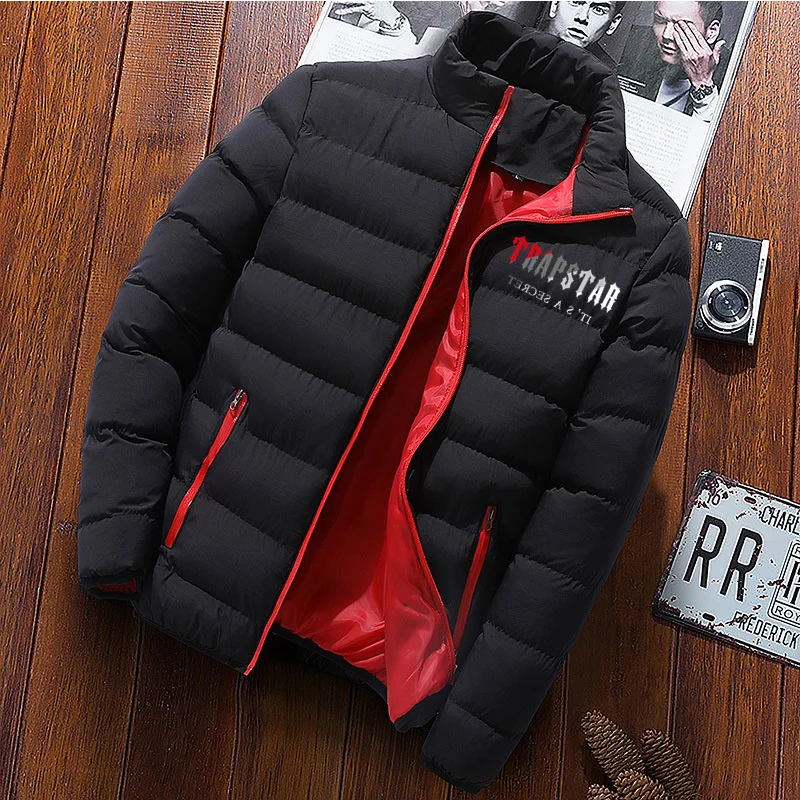 2022 Men's New Cotton Fashion TRAPSTAR Letter Print Jacket Sports Bike Men's Fashion Street Warm Casual Coat