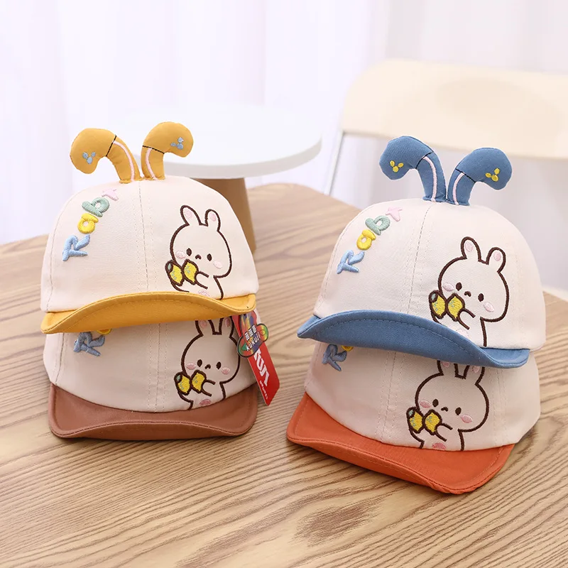 

Cute Bunny Baby Hat Ears Cotton Spring Baby Caps for Girls Boys Stuff Caroon Kids Baseball Cap Toddler Accessories 5-24M