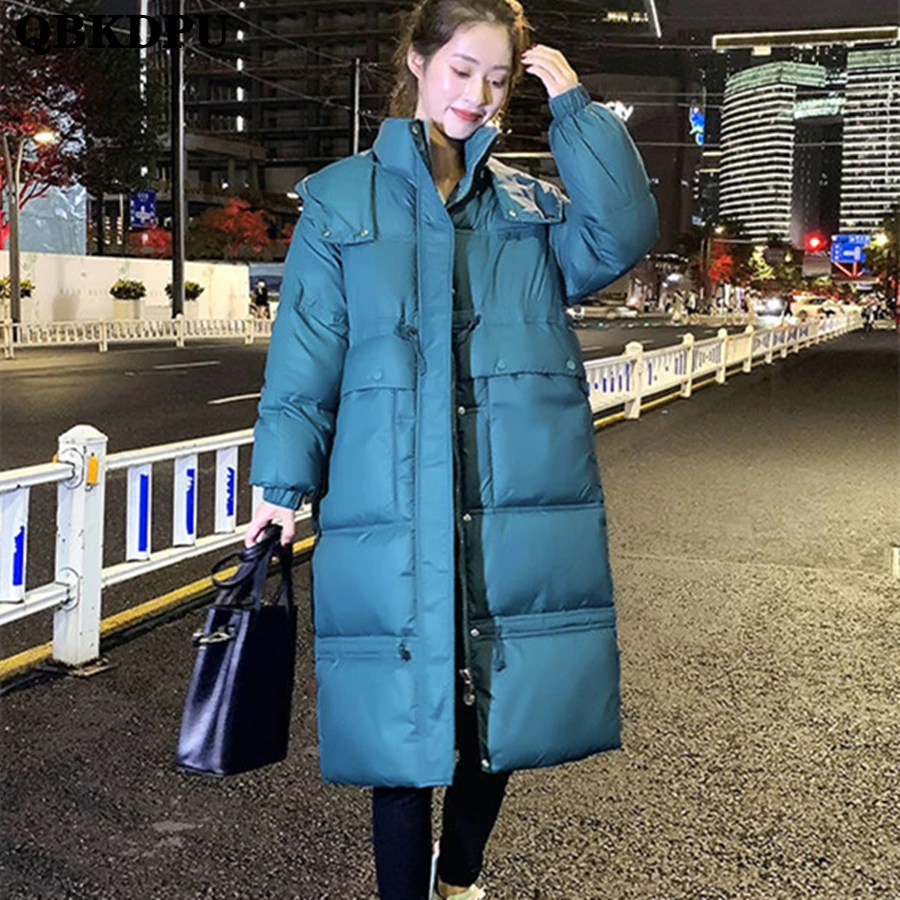 

Winter Hooded Cotton Padded Long Thick Coat Women Warm Sweet All-match Overcoat Snow Wear Outwear Top Parkas Windbreaker Jackets