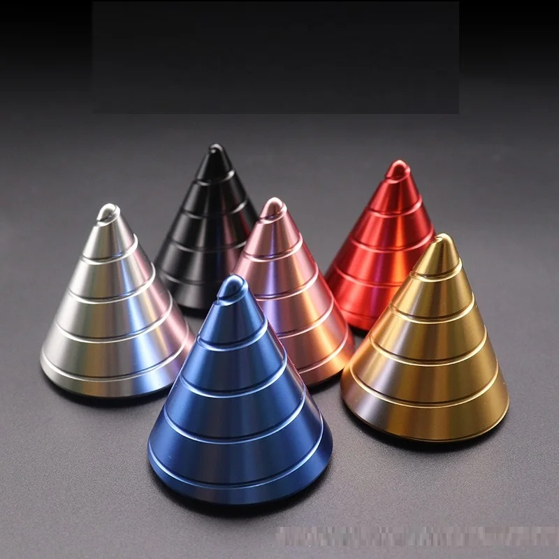 

HB 30MM Adult Desktop Stress Relief Metal Aluminum Alloy Decompression Hypnosis Rotary Gyro Fingertip Kinetic Cone Spinner Gift