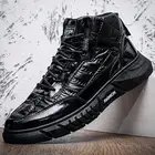 Кроссовки мужские на плоской подошве, без шнуровки, с мехом