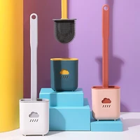 silicone toilet brush hole free cleaning brush toilet soft rubber brush long handle brush cleaning supplies