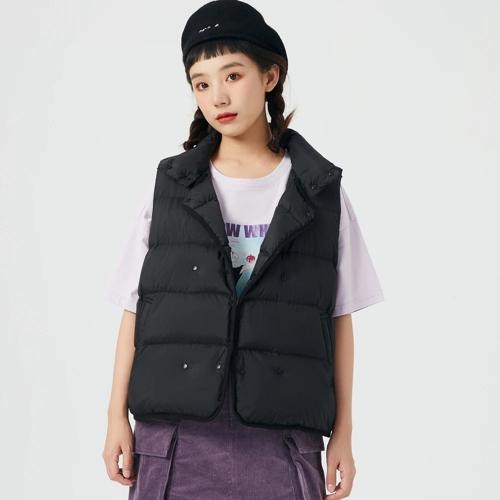Metersbonwe Ultralight Down Vest Women Winter New Ladies Thin Concise Down Vest White Duck Down Coat Brand Winter Tops Outerwear