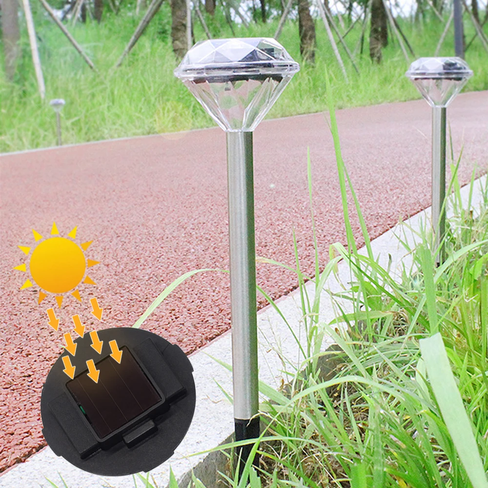 

LED Solar Straight Pole Diamond Light Outdoors Waterproof Lawn Ground Plug Landscape Courtyard Creative Garden Decorative Lamps