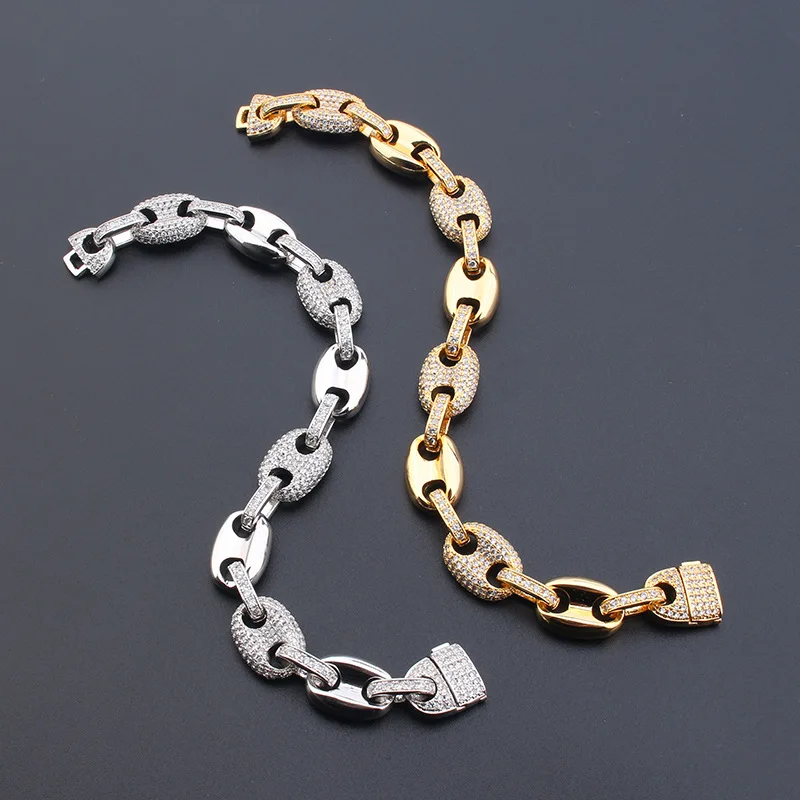 

Europe America Hip Hop Miami Men Women Lady Plated Gold Color Alternate Cubic Zircon Bling Rapper Cuban Chain Necklace Bracelet