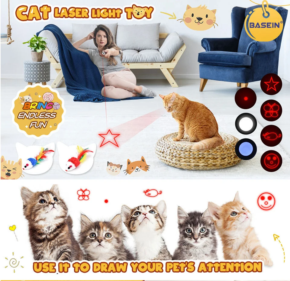

Funny Pet LED Laser Toy Cat Laser Toy Cat Pointer Light Pen Interactive Toy With Bright Animation Mouse Shadow Small Animal Toys