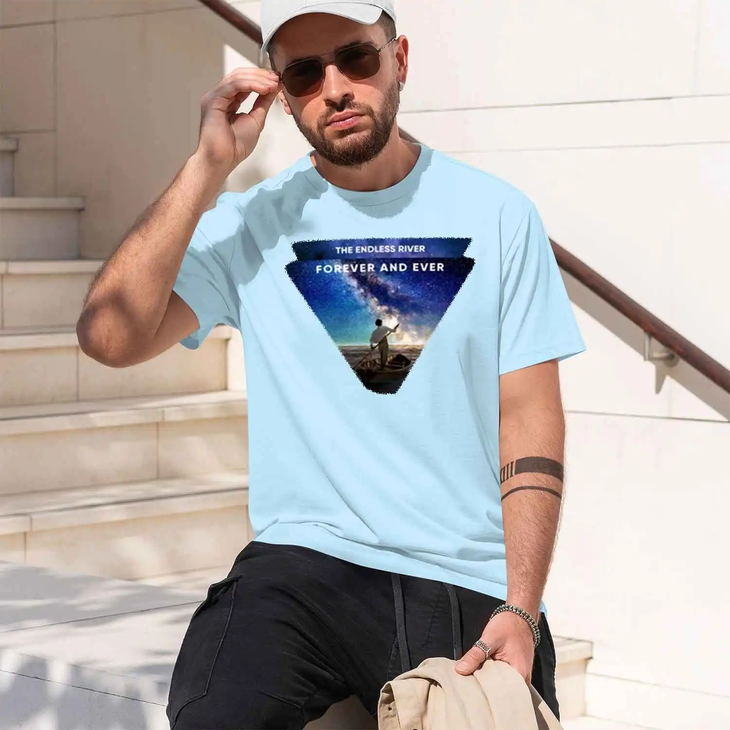 Фото Футболка Pink Flod the Endl River, новая модель 2026 года, с коротким рукавом и круглым вырезом, классическая повседневная, в различных цветах и размерах. №4