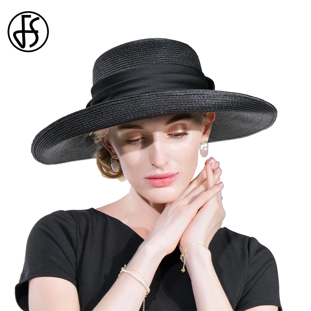 

Женская шляпка с широкими полями FS, складывающаяся шляпка от солнца, для церкви и торжественных случаев, летняя, 2019