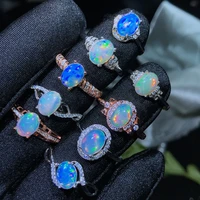 meibapj 9 styles natural colorful opal gemstone simple rings for women real 925 sterling silver charm fine wedding jewelry