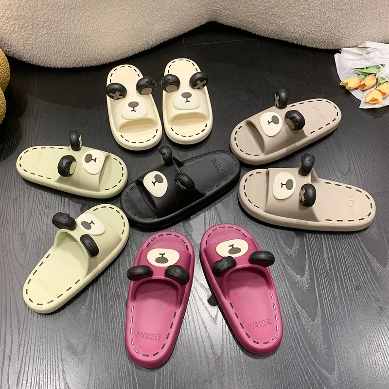 Women's Indoor Non-slip Slippers Sweet Bear pattern Couple Home Slides EVA Soft Sole Light 2023 Summer New Lovers Leisure Shoes