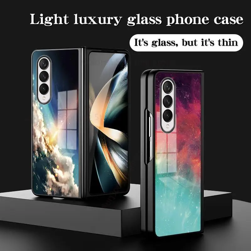 

Capa For Samsung Z Fold 4 5G Tempered Glass Phone Case For Galaxy Z Fold4 3 Gradient Starry Sky Cover Fundas For Samsung Z Fold3