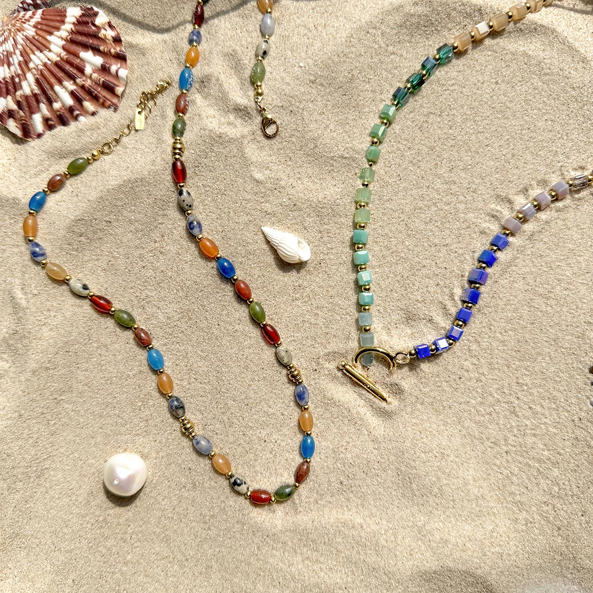 Женское ожерелье из нержавеющей стали с разноцветными кристаллами