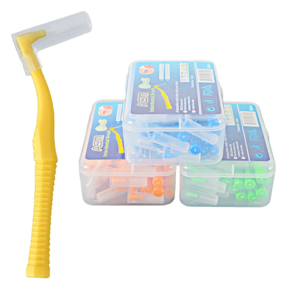 

Sdattor 20pcs=1 box Interdental Brush Curved Interdental Brush Cleaning Tooth Socket Correction Gap Cleaning Brush