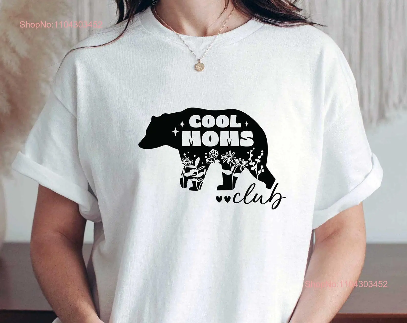 Cool Moms Club Bear T Shirt Mom for Mommy Mother's Day New Mama long or short sleeves