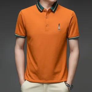 Men's Mercerized Cotton Polo Shirt 2022 Summer New Short-sleeved Male Lapel Embroidery Business Casu in Pakistan