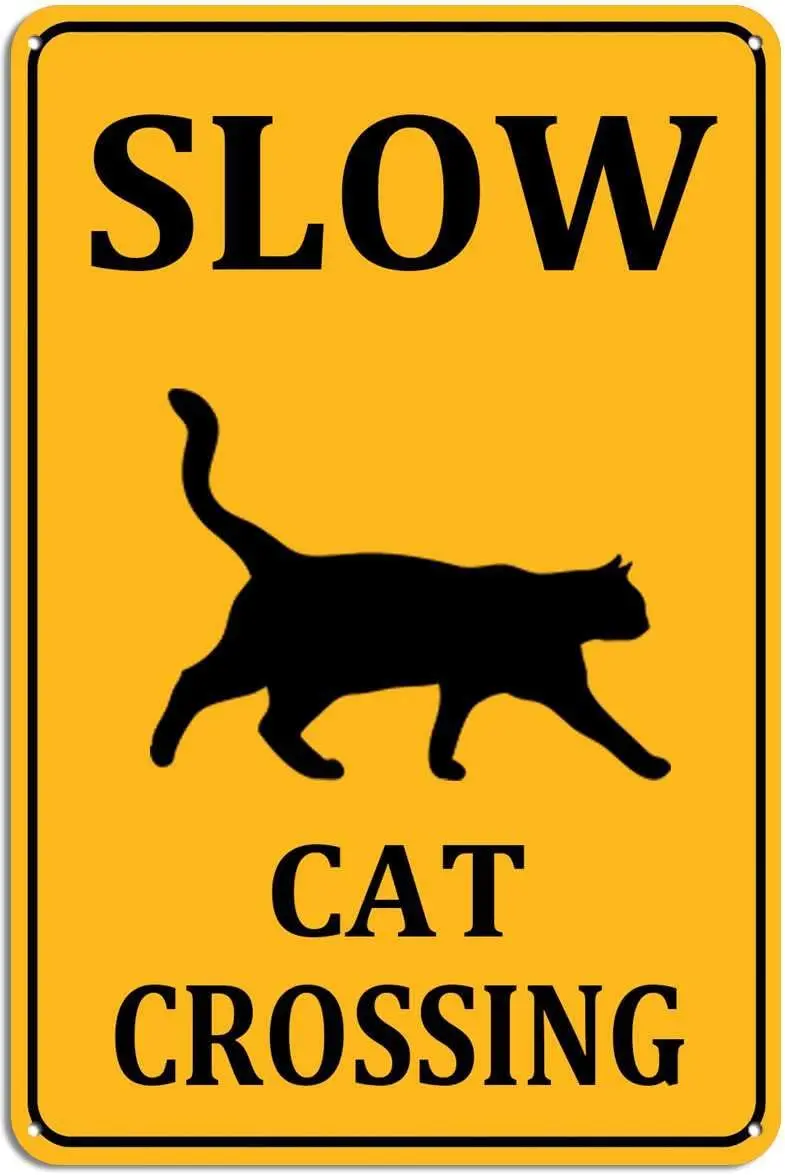 

Знак Slow Cat Crossing, алюминиевый черный на желтом цвете, настенный декор для дома, кафе, офиса, магазина, пабов, клуба, в помещении, на открытом воздухе, 8X12 дюймов/извеска Ti