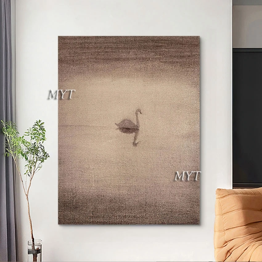 

Акриловая живопись, художественное полотно, современные абстрактные Лебеди на озере, ручная роспись, Настенная картина большого размера с ...