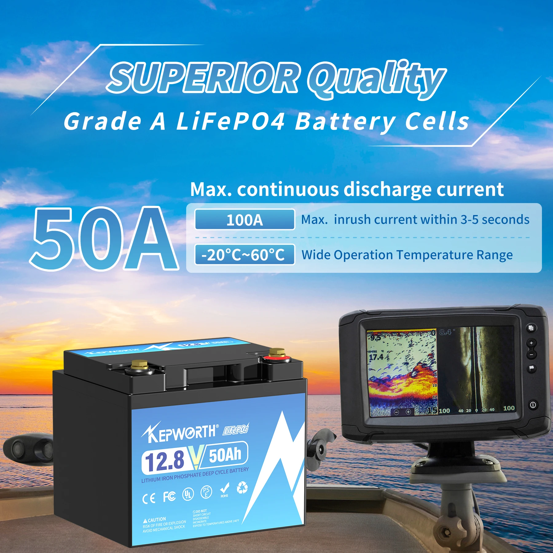 Новинка литий-железо-фосфатный аккумулятор 12 8 В 50 Ач глубокий цикл Встроенный BMS